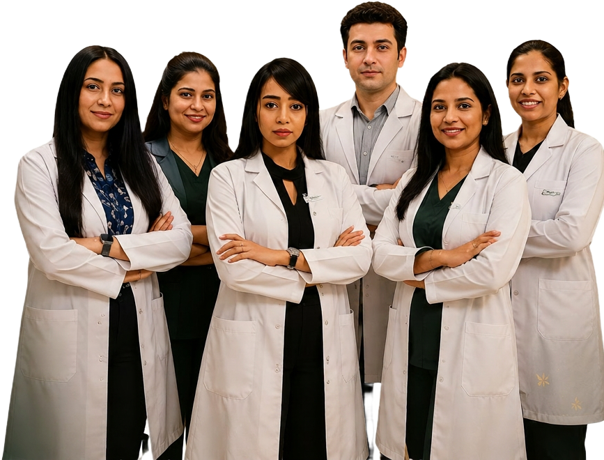 Dr. Krishma Bajaj with the Livera Clinic doctors and clinical team, Business Bay Dubai